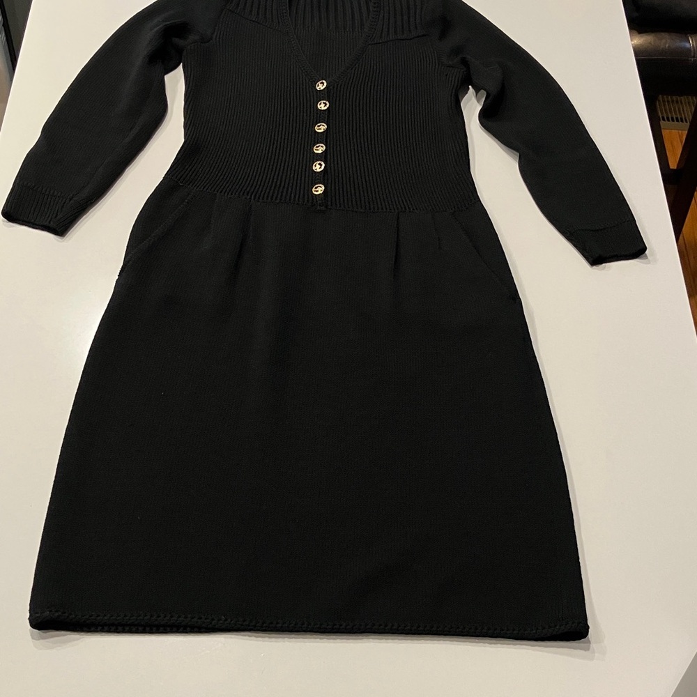 St. John Black Long Sleeve Dress